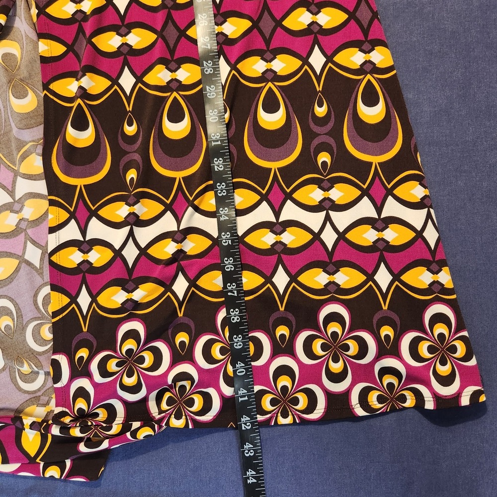 Bisou Bisou Groovy Retro Y2K Wrap V‑Neck Knee Length Dress – Size 12 - Picture 13 of 13